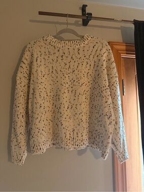 Cozy Cream Speckled Knit Sweater - Women's Crewneck